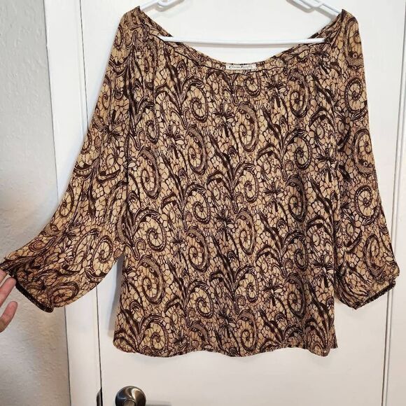 Claudia Richard Latte Swirl Peasant Top - Picture 1 of 7